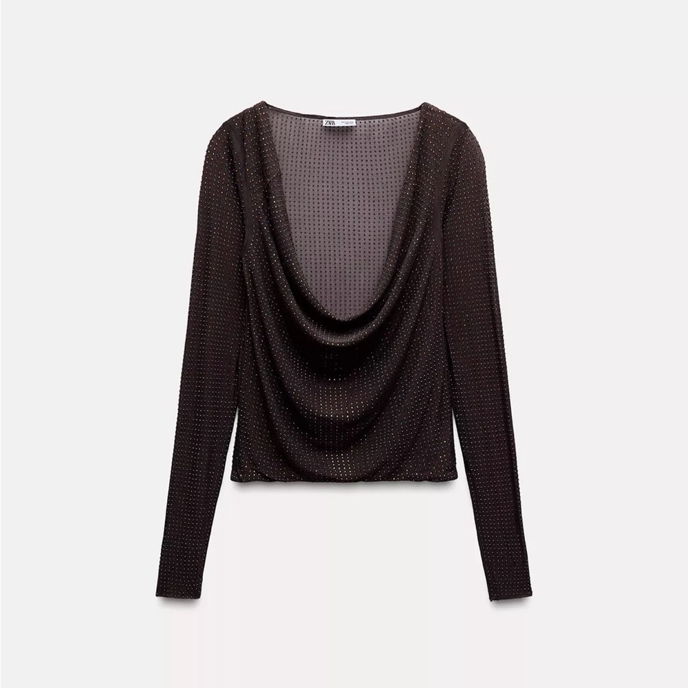 Zara Black Cowl Neck Top